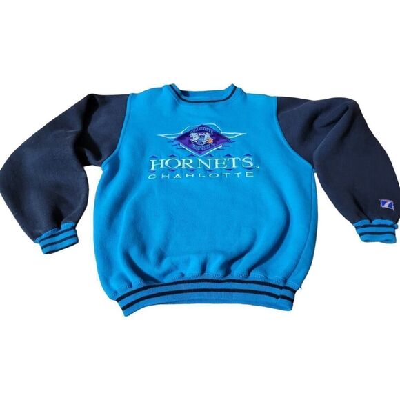 Vintage NBA Charlotte Hornets Logo 7 Pullover Sweater Youth SZ M Retro 90s USA8